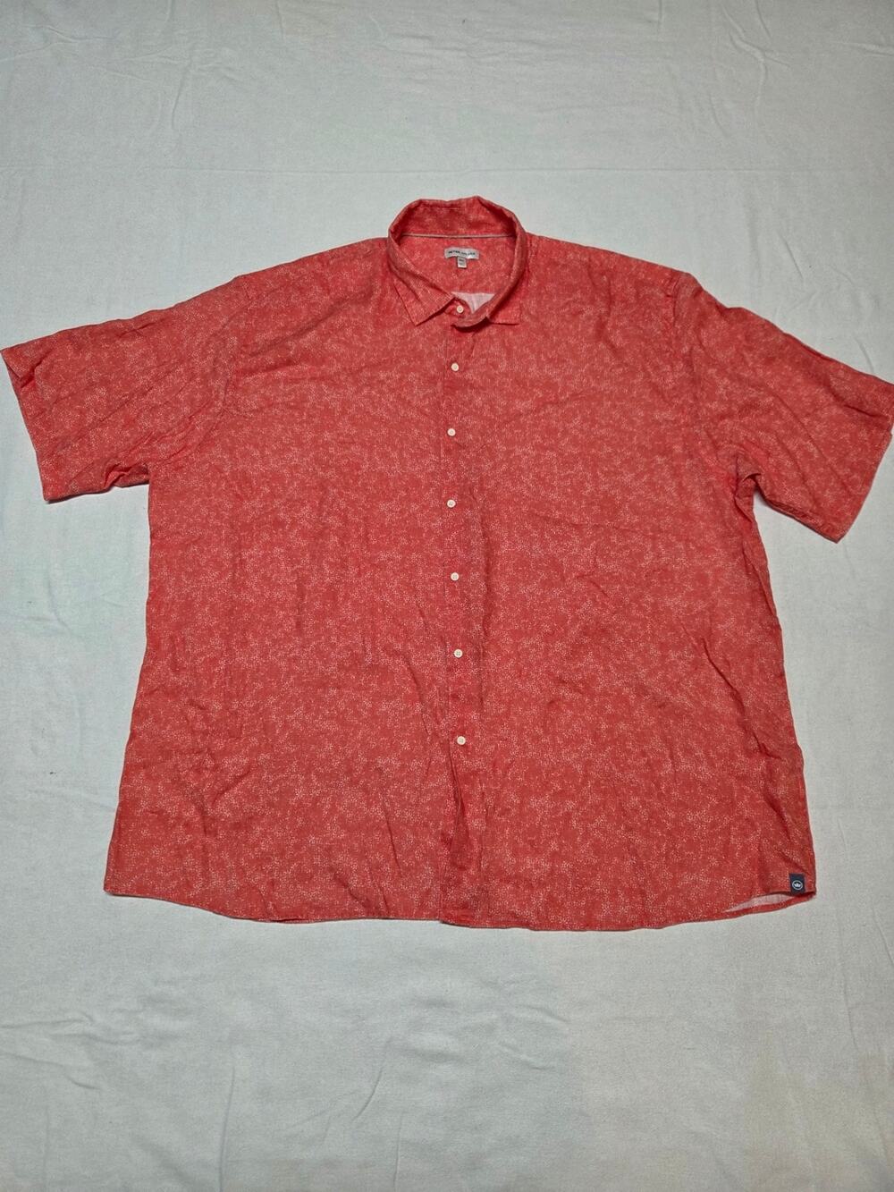 Peter Millar Coral Red 100% Linen Short-Sleeve Button-Down Shirt 3XT